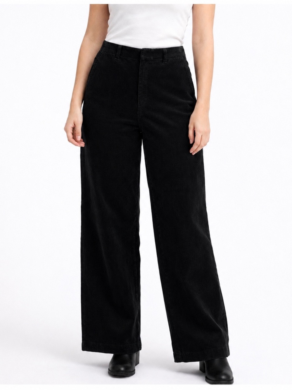 Uniqlo Women's High Waisted Corduroy Wide Straight Pants 100% Cotton‎ Small